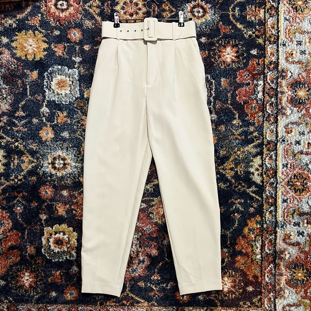 Zara high waisted cream trousers
